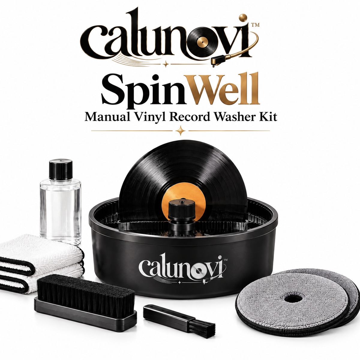 calunovi™ SpinWell Manual Vinyl Record Washer Kit