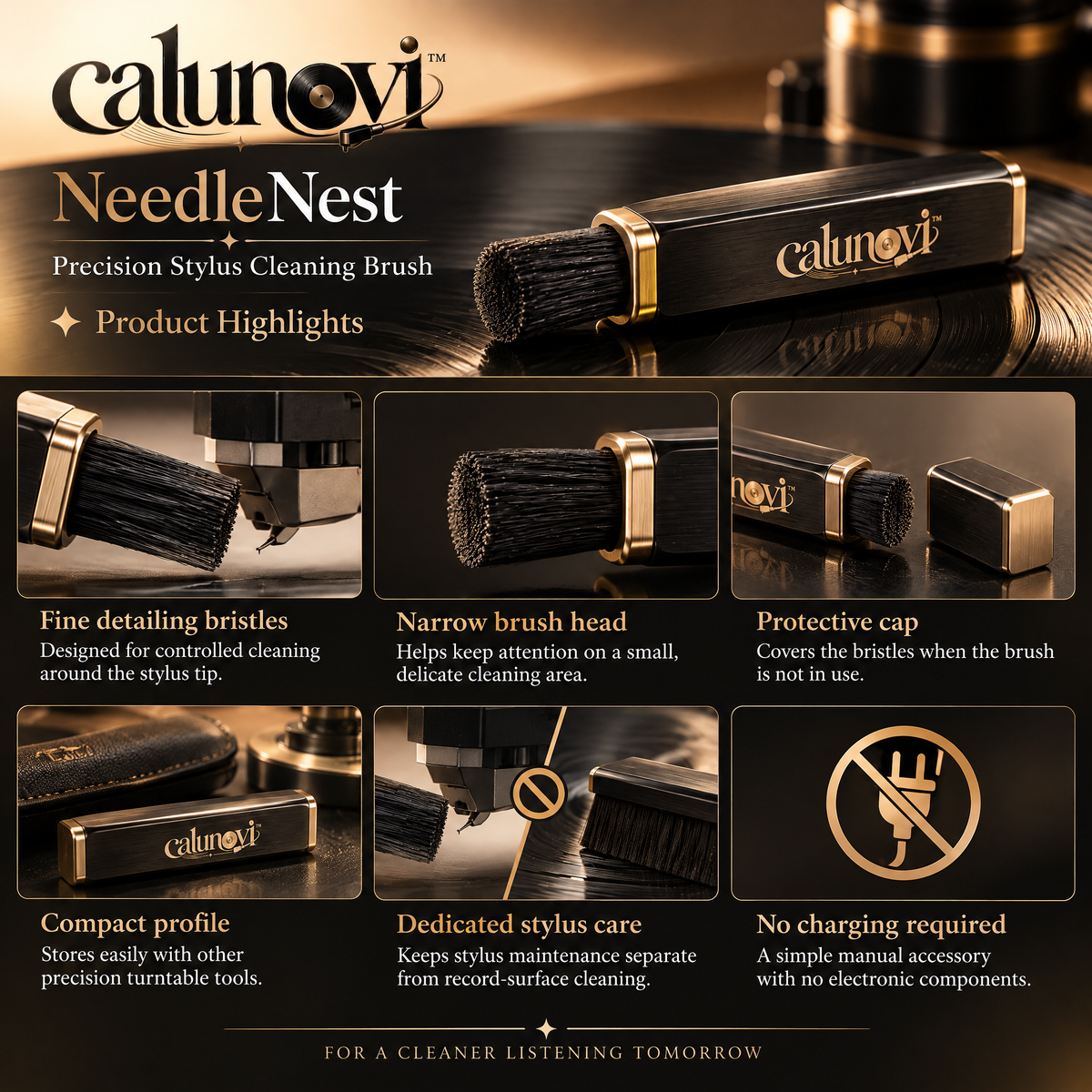 calunovi™ NeedleNest Precision Stylus Cleaning Brush