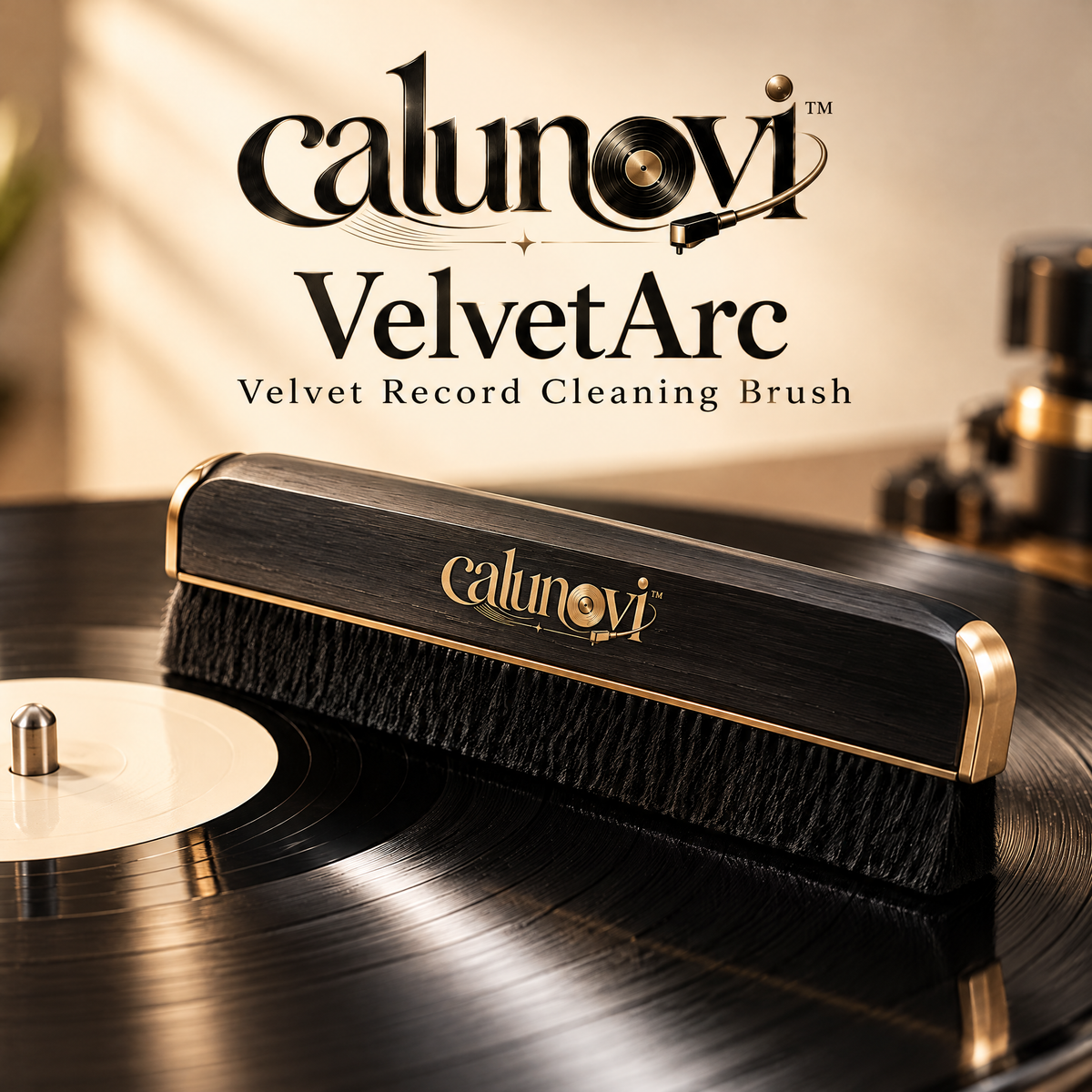 calunovi™ VelvetArc Velvet Record Cleaning Brush