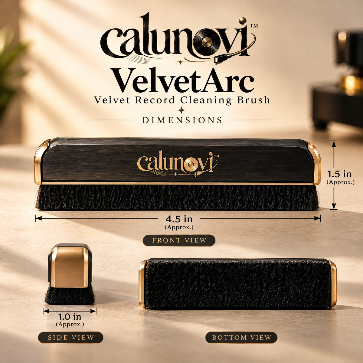calunovi™ VelvetArc Velvet Record Cleaning Brush