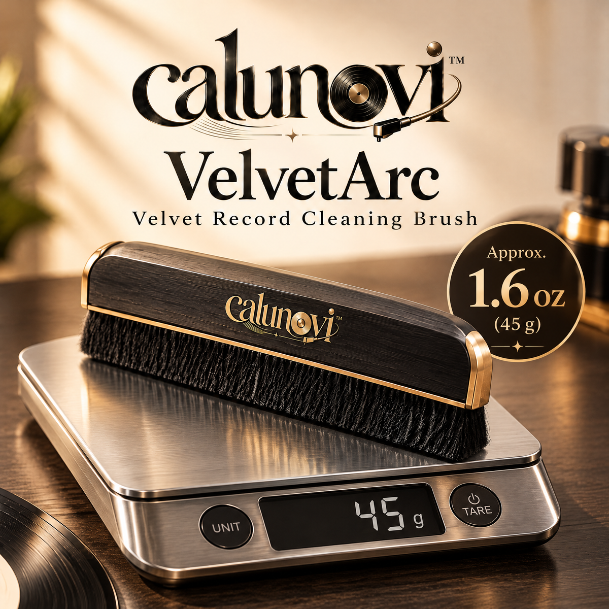 calunovi™ VelvetArc Velvet Record Cleaning Brush