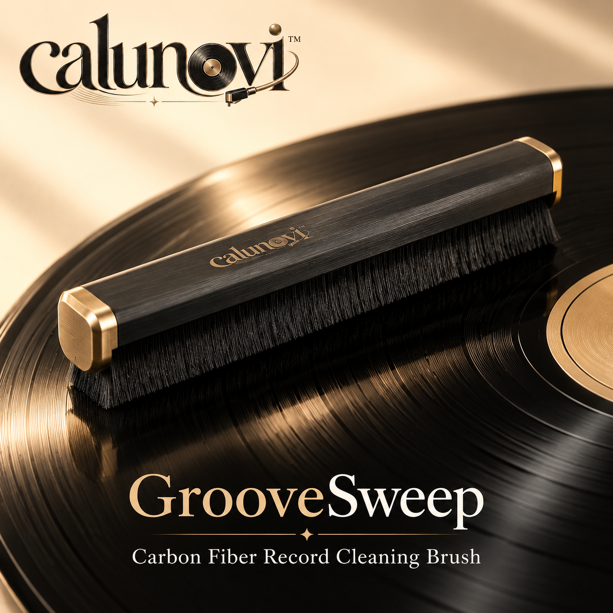 calunovi™ GrooveSweep Carbon Fiber Record Cleaning Brush