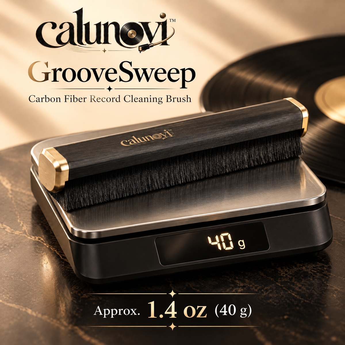 calunovi™ GrooveSweep Carbon Fiber Record Cleaning Brush