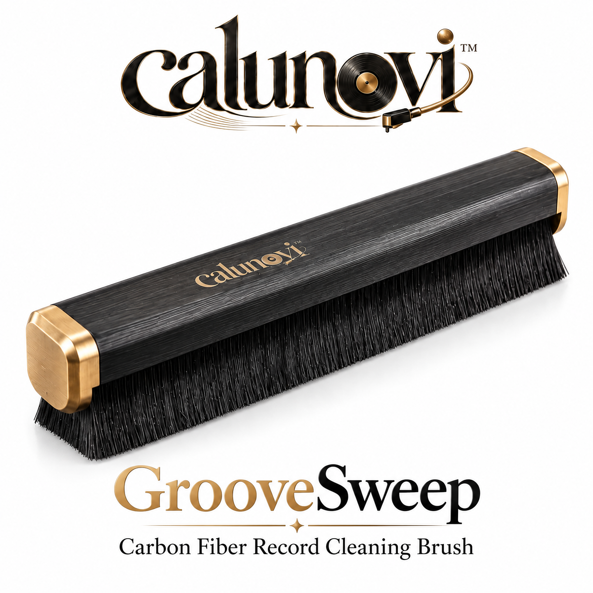 calunovi™ GrooveSweep Carbon Fiber Record Cleaning Brush
