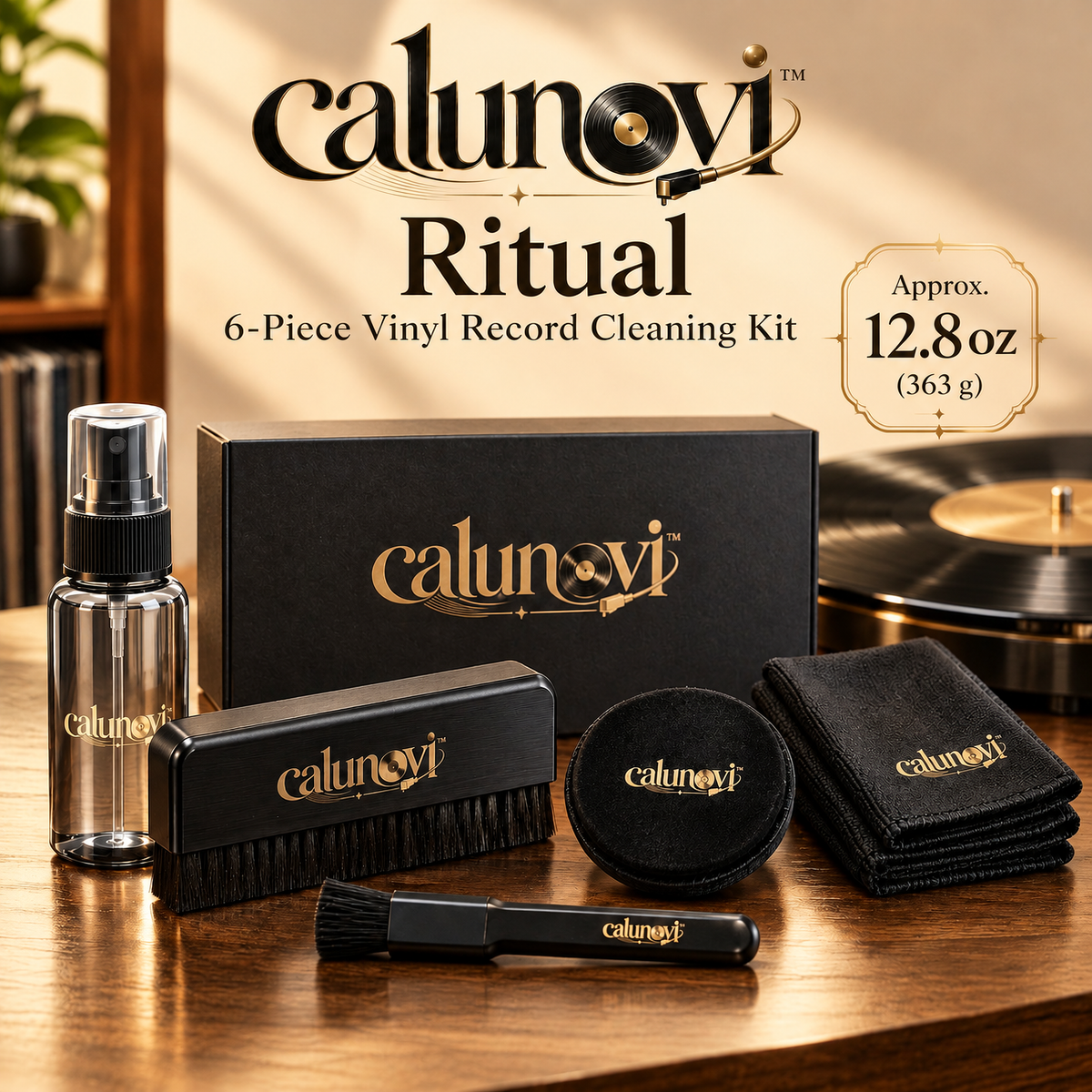 calunovi™ Ritual 6-Piece Vinyl Record Cleaning Kit