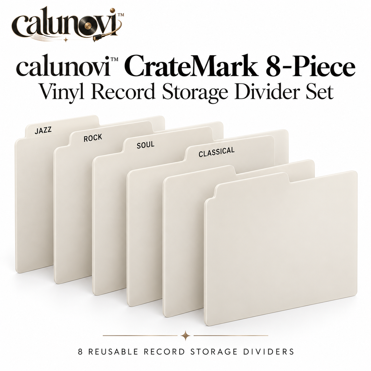 calunovi™ CrateMark 8-Piece Vinyl Record Storage Divider Set