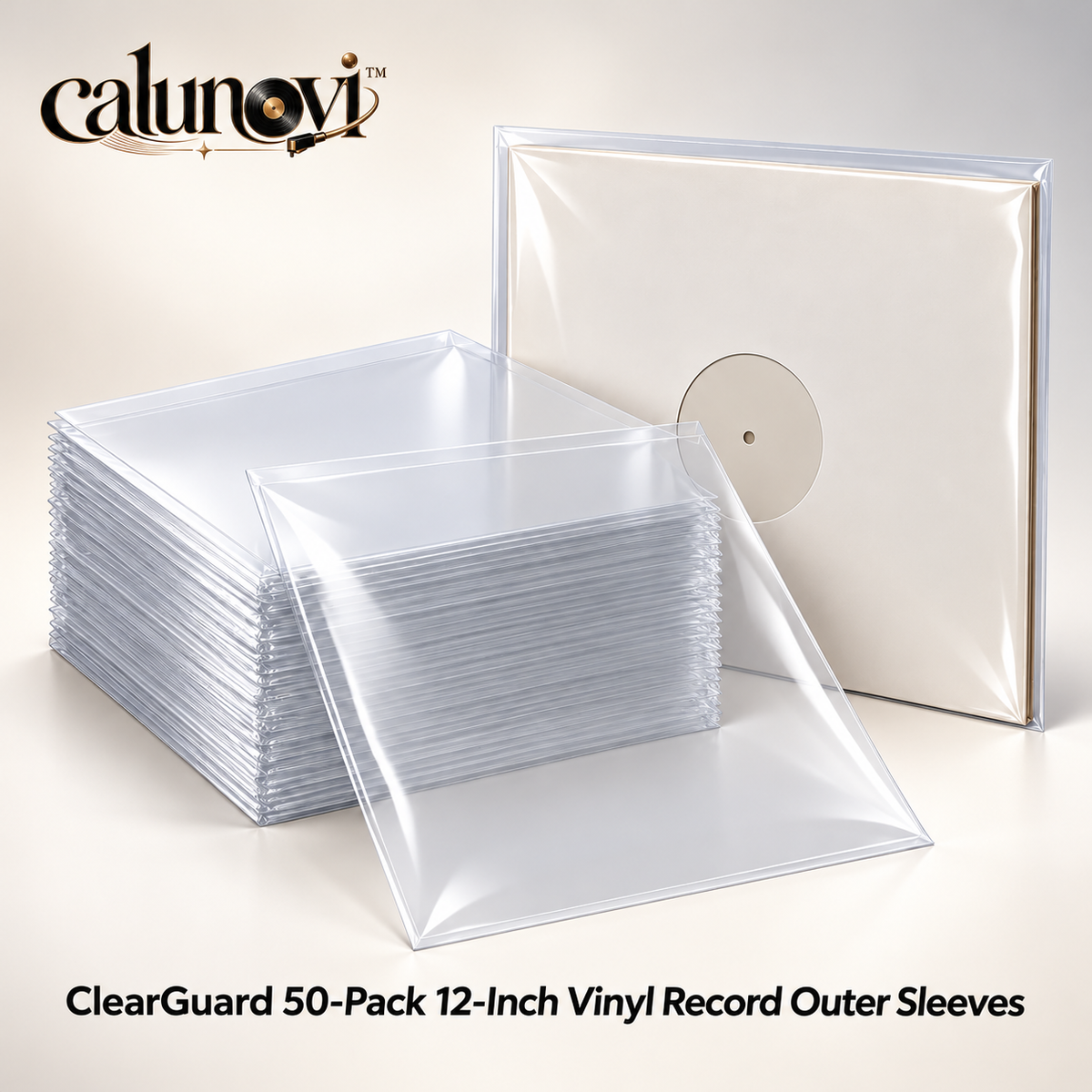 calunovi™ ClearGuard 50-Pack 12-Inch Vinyl Record Outer Sleeves
