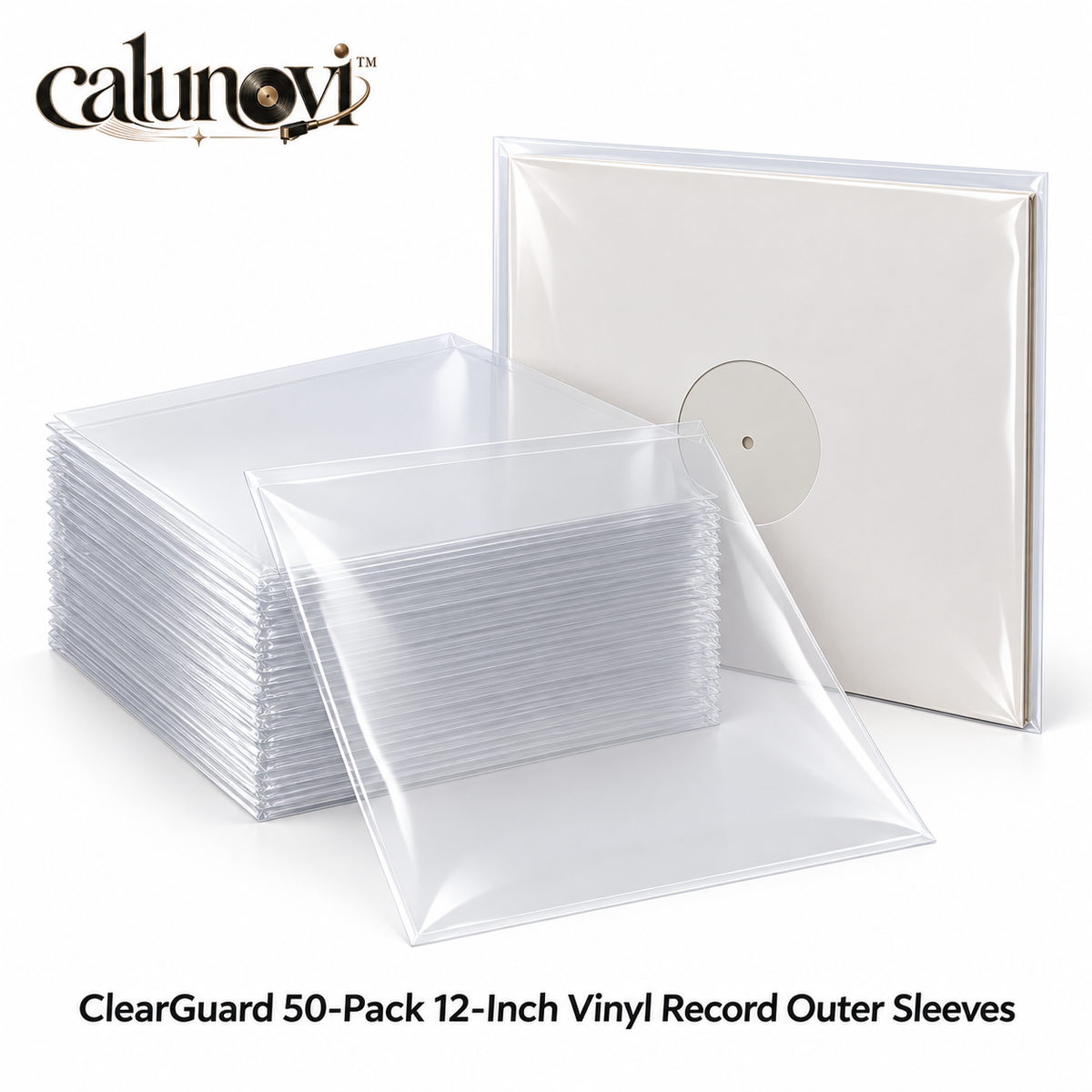 calunovi™ ClearGuard 50-Pack 12-Inch Vinyl Record Outer Sleeves