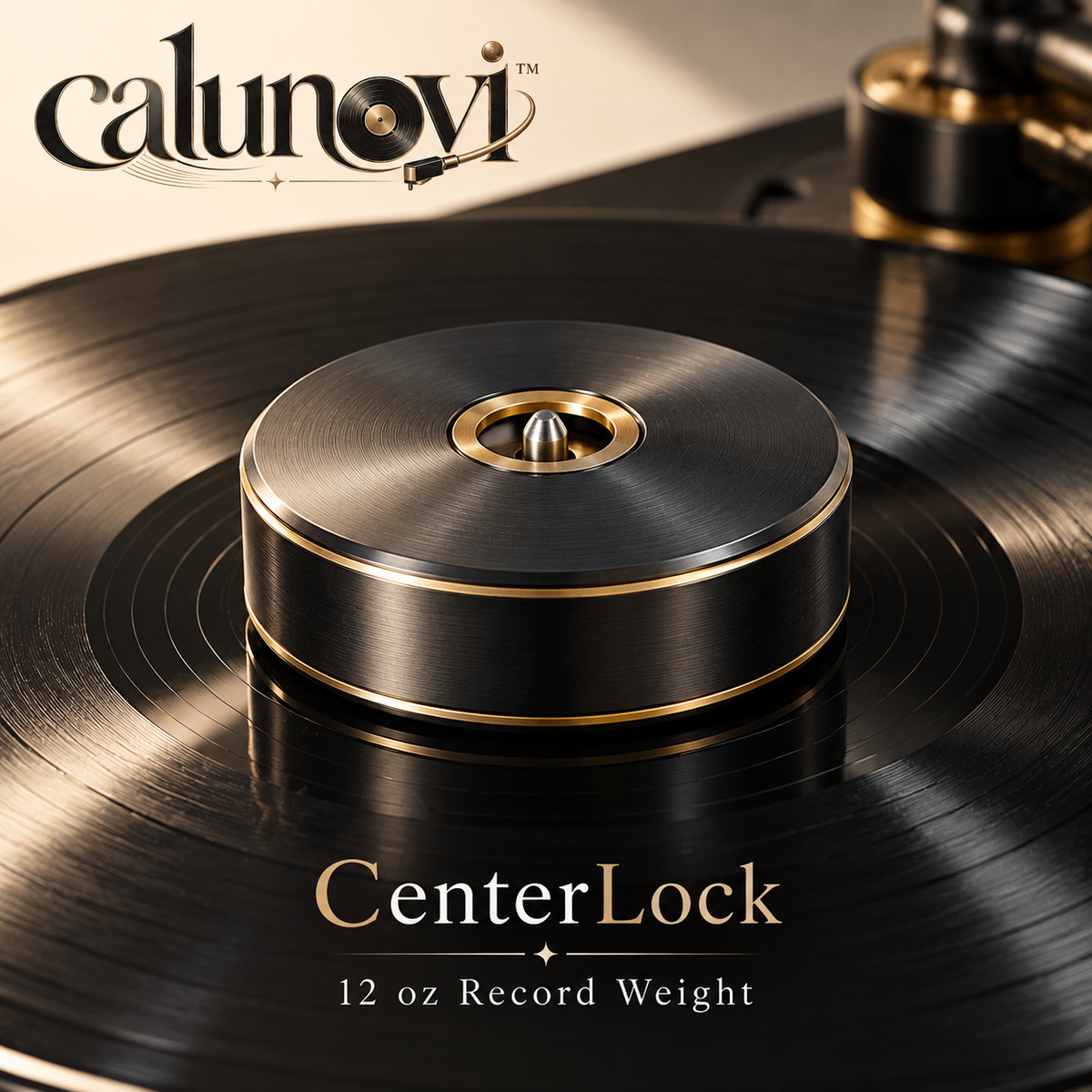 calunovi™ CenterLock 12 oz Turntable Record Weight Stabilizer