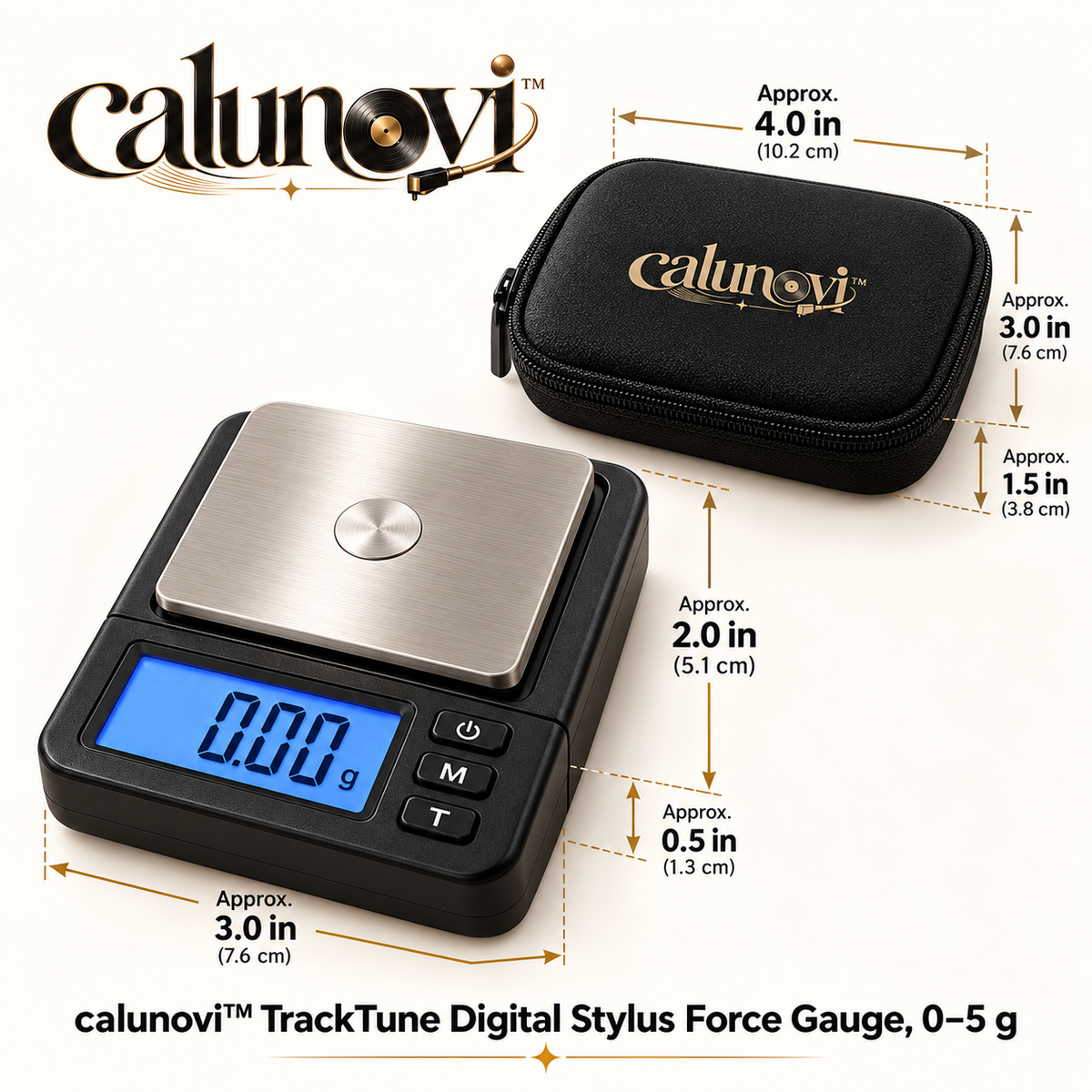 calunovi™ TrackTune Digital Stylus Force Gauge, 0–5 g