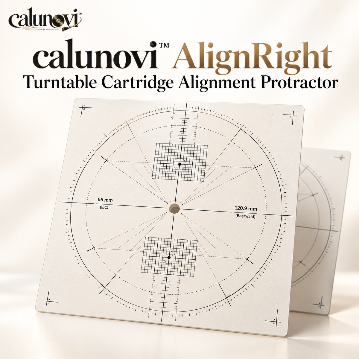 calunovi™ AlignRight Turntable Cartridge Alignment Protractor