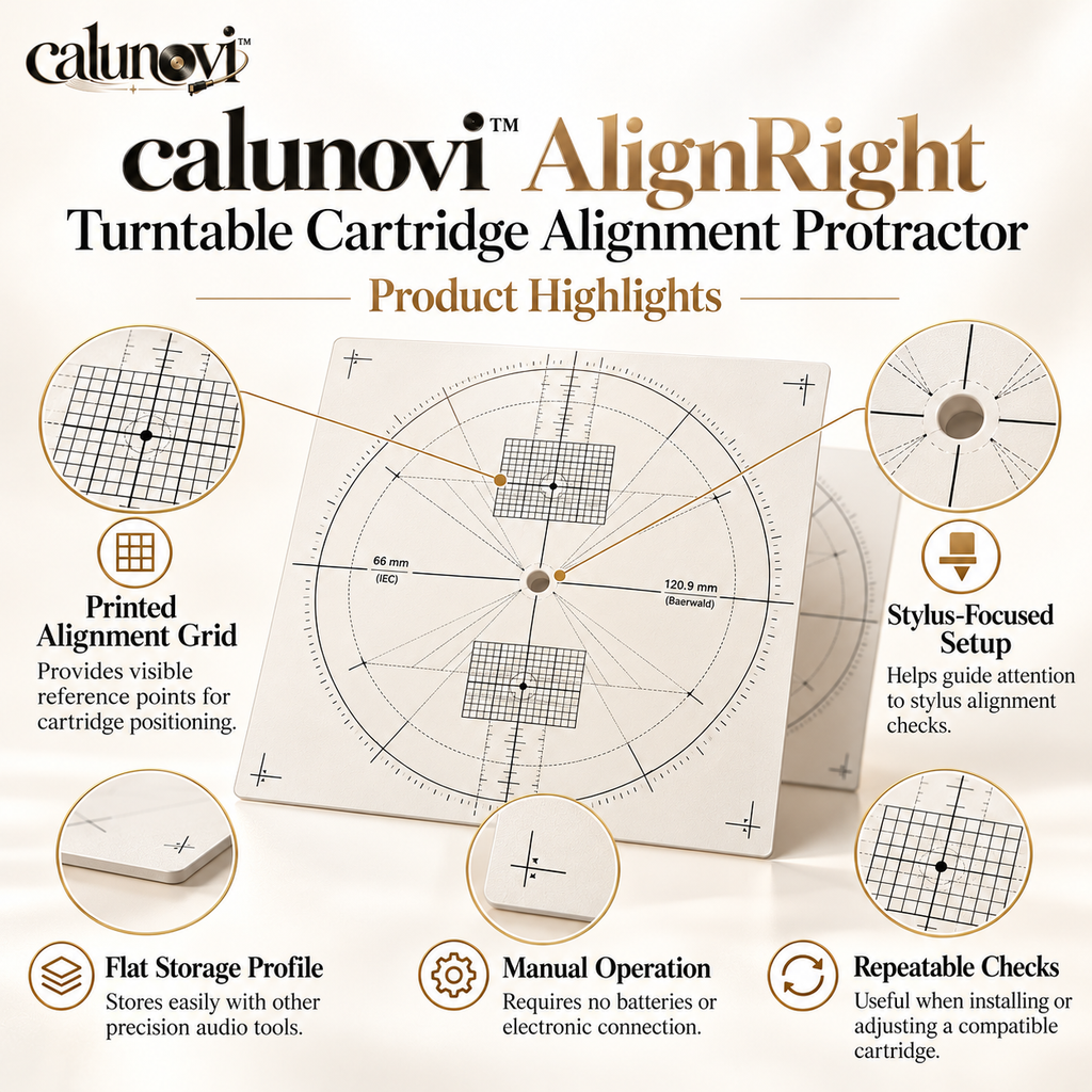 calunovi™ AlignRight Turntable Cartridge Alignment Protractor
