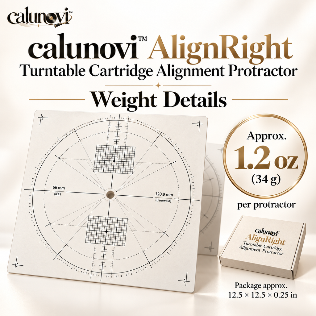 calunovi™ AlignRight Turntable Cartridge Alignment Protractor