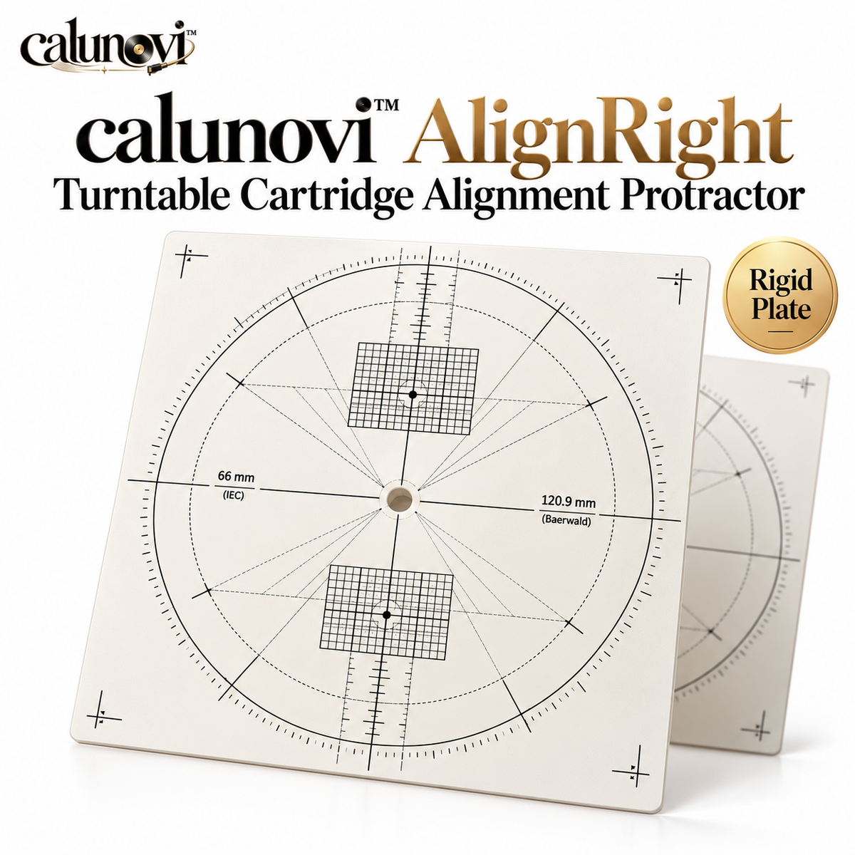 calunovi™ AlignRight Turntable Cartridge Alignment Protractor